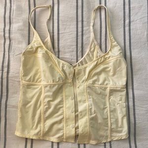 Cream, sheer bustier.